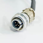 Close-up of ConBio MedLite IV foot pedal 4-pin metal circular connector