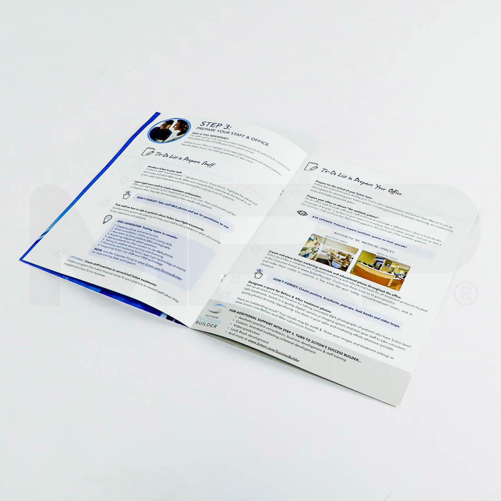 Sciton Smart Start booklet open to Step 3: Prepare Your Staff & Office