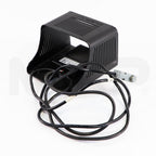 SharpLight OmniMax foot pedal with black vented metal guard and cable