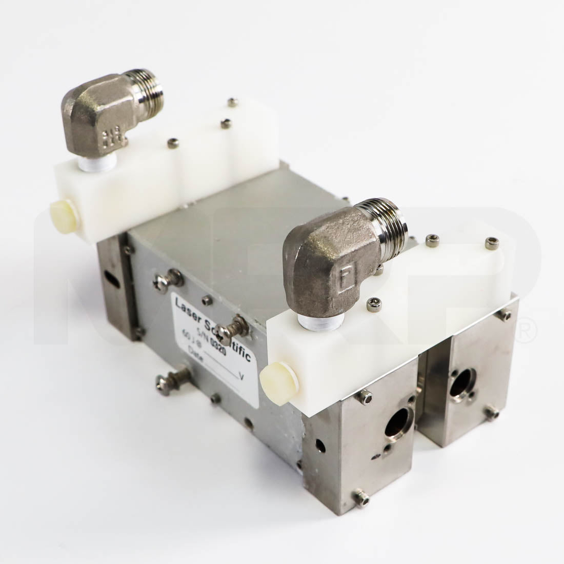 Candela GentleYAG laser head cavity assembly with water fittings and Laser Scientific label