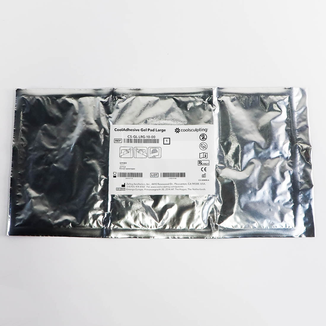 Zeltiq CoolSculpting CoolAdhesive Gel Pad Large in sealed foil pouch, front label