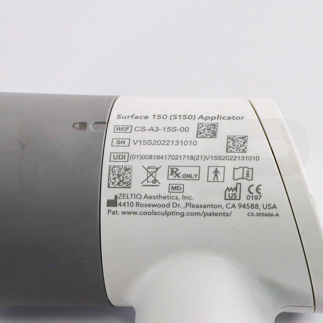 CoolSculpting Elite S150 applicator label, REF CS-A3-15S-00, serial number V15S2022131010