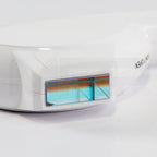 SharpLight HR 635 handpiece close-up of cracked housing and chipped treatment window