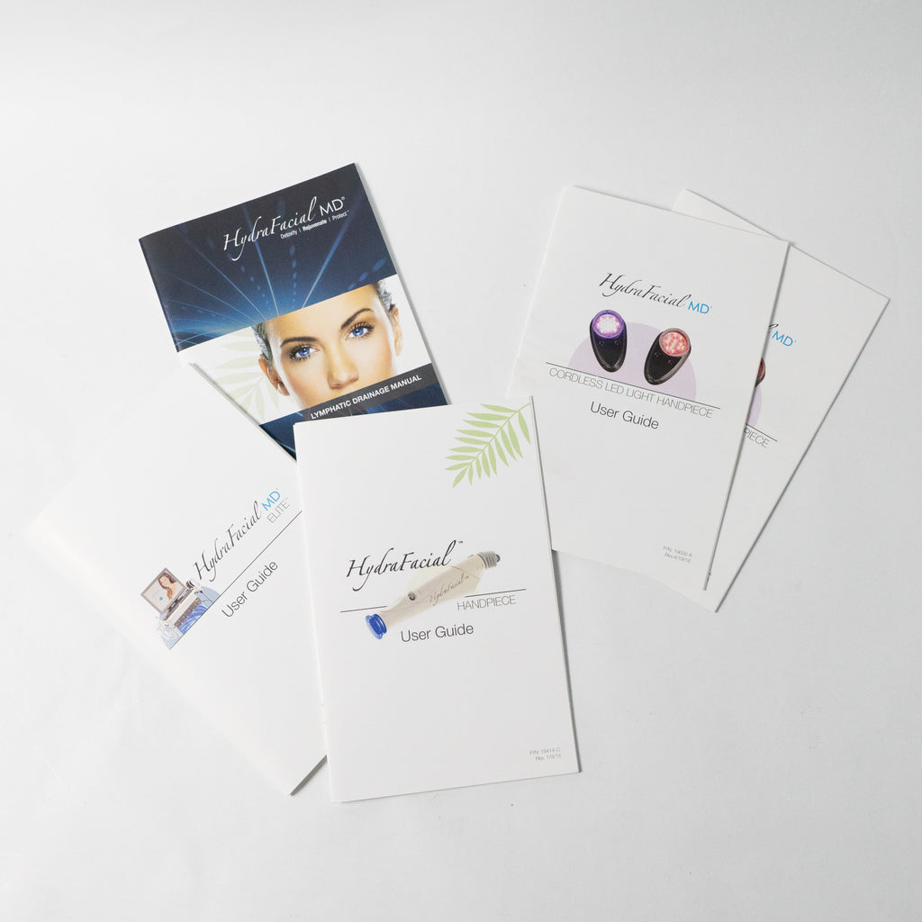 HYDRA FACIAL VARIOUS USER MANUALS - LED Handpiece, Lymphatic Drainage, MD Elite