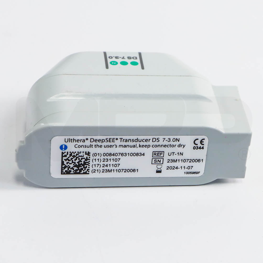 Ulthera DeepSEE DS 7-3.0N Transducer label showing REF UT-1N and serial number