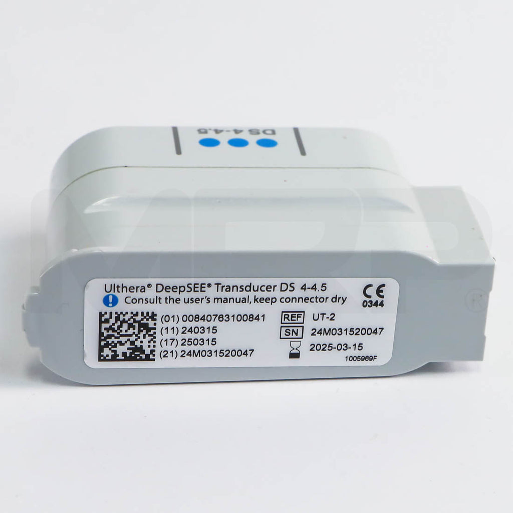 Ulthera DeepSEE DS 4-4.5 Transducer label showing REF UT-2 and serial number
