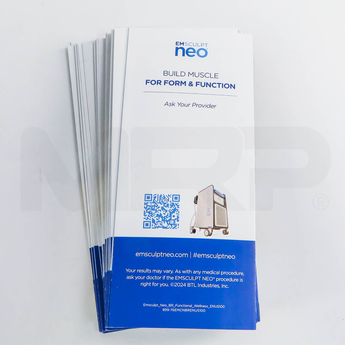 BTL Emsculpt Neo Build Muscle for Form & Function brochures - back cover with part number