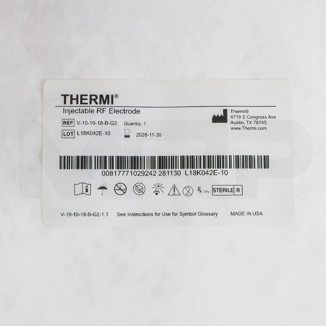 ThermiAesthetics Thermi Injectable RF Electrode Arvati Generator V-10-10-18-B-G2