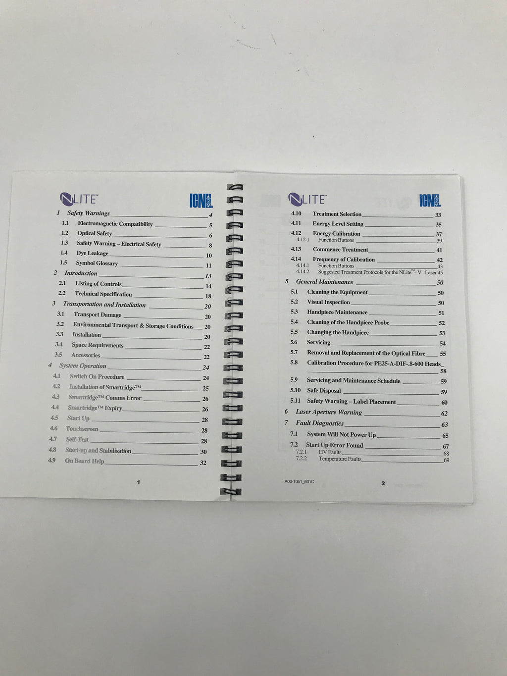 ICN NLite V PDL Vascular Dye Laser Smartridge User Operator Manual A00-1051_601C