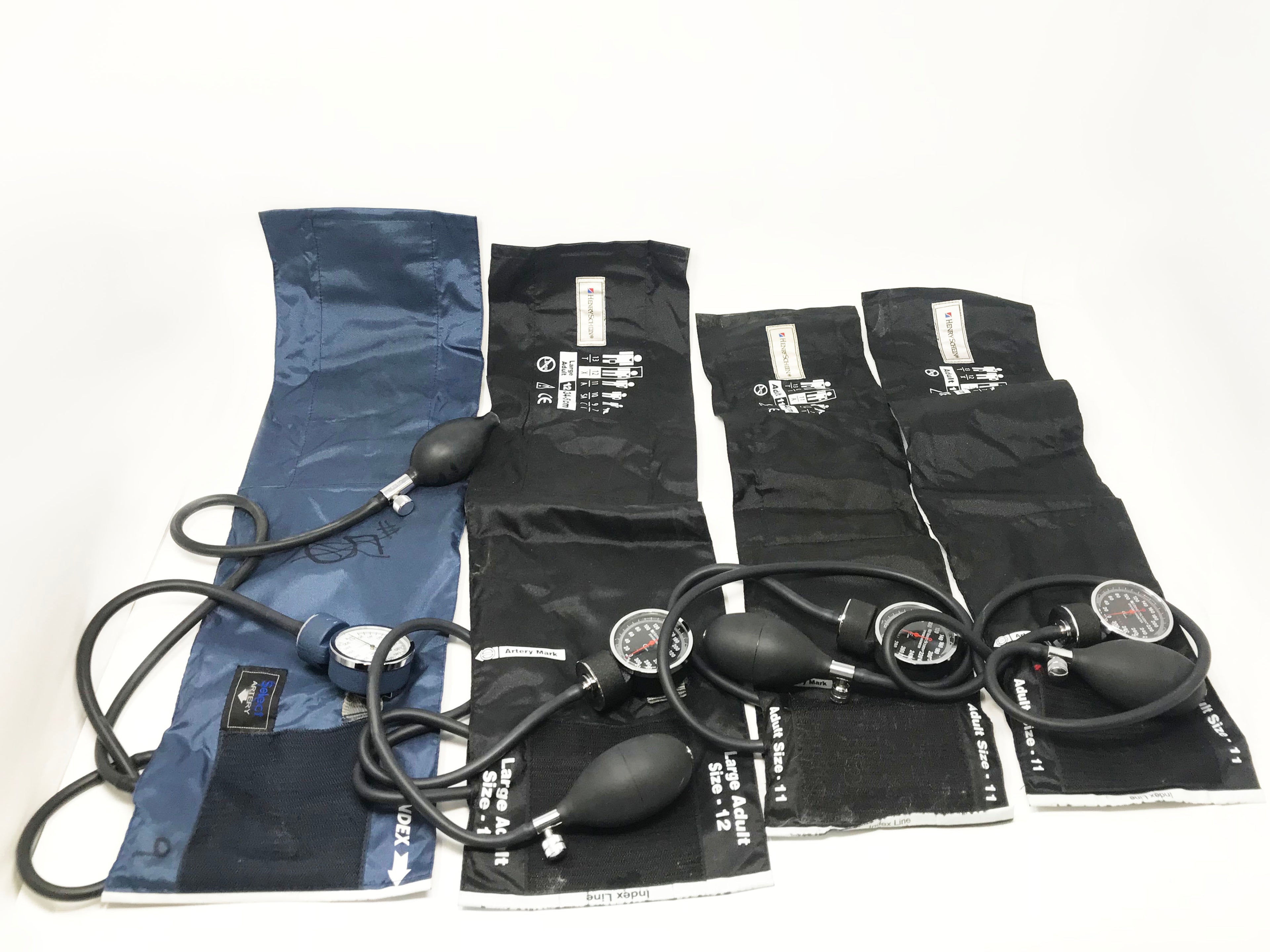 Lot of 4 Select & Henry Schein Sphygmomanometer Blood Pressure Cuff Size 11 & 12