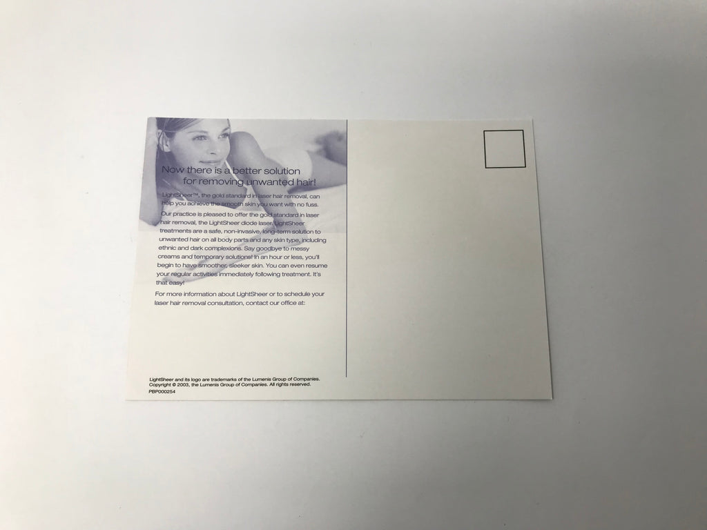 Lumenis Light Sheer Men & Women Laser Hair Removal Marketing Postcard 50 Pack