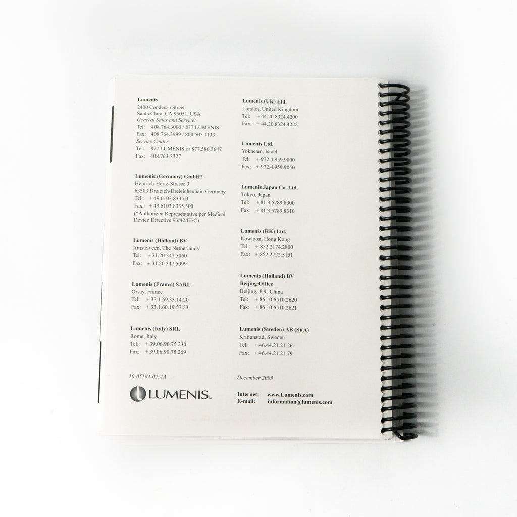 Lumenis LightSheer (Multi-Language) Laser System Reference Guide 10-05164-02.AA