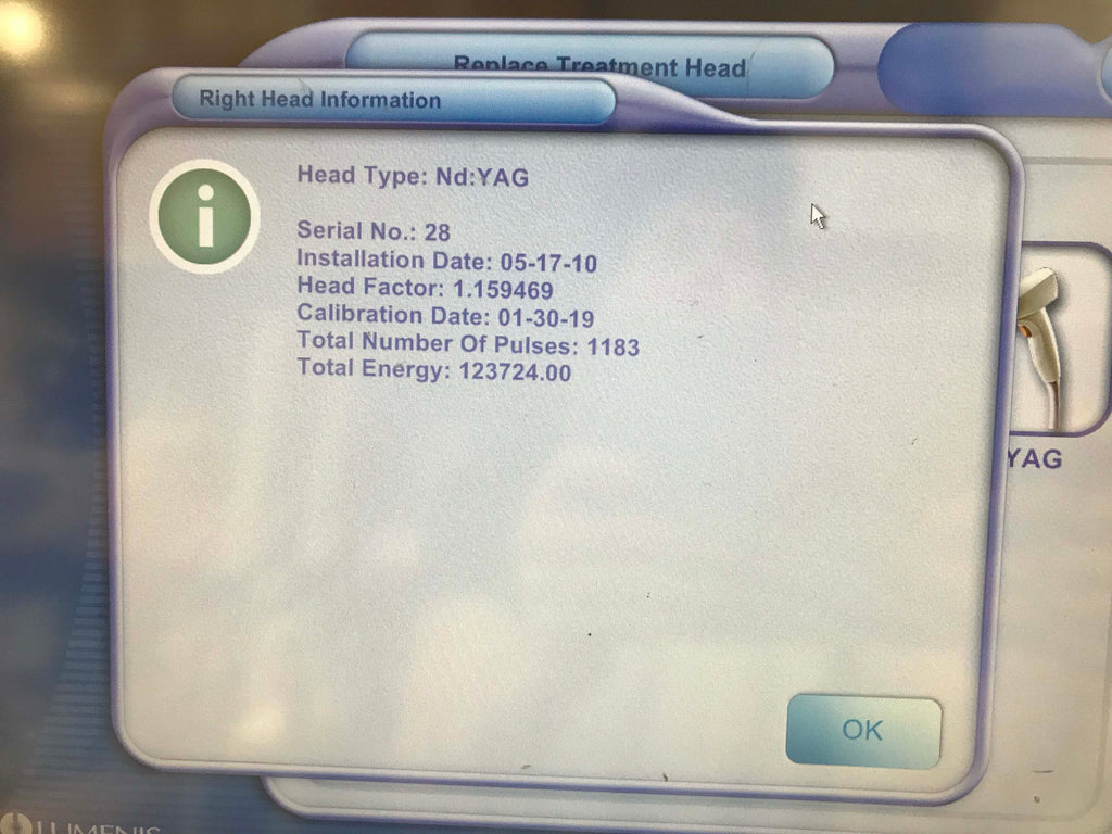 Lumenis Lume One MultiSpot Nd:YAG Laser 1064 Handpiece Vascular & 6mm Crystal