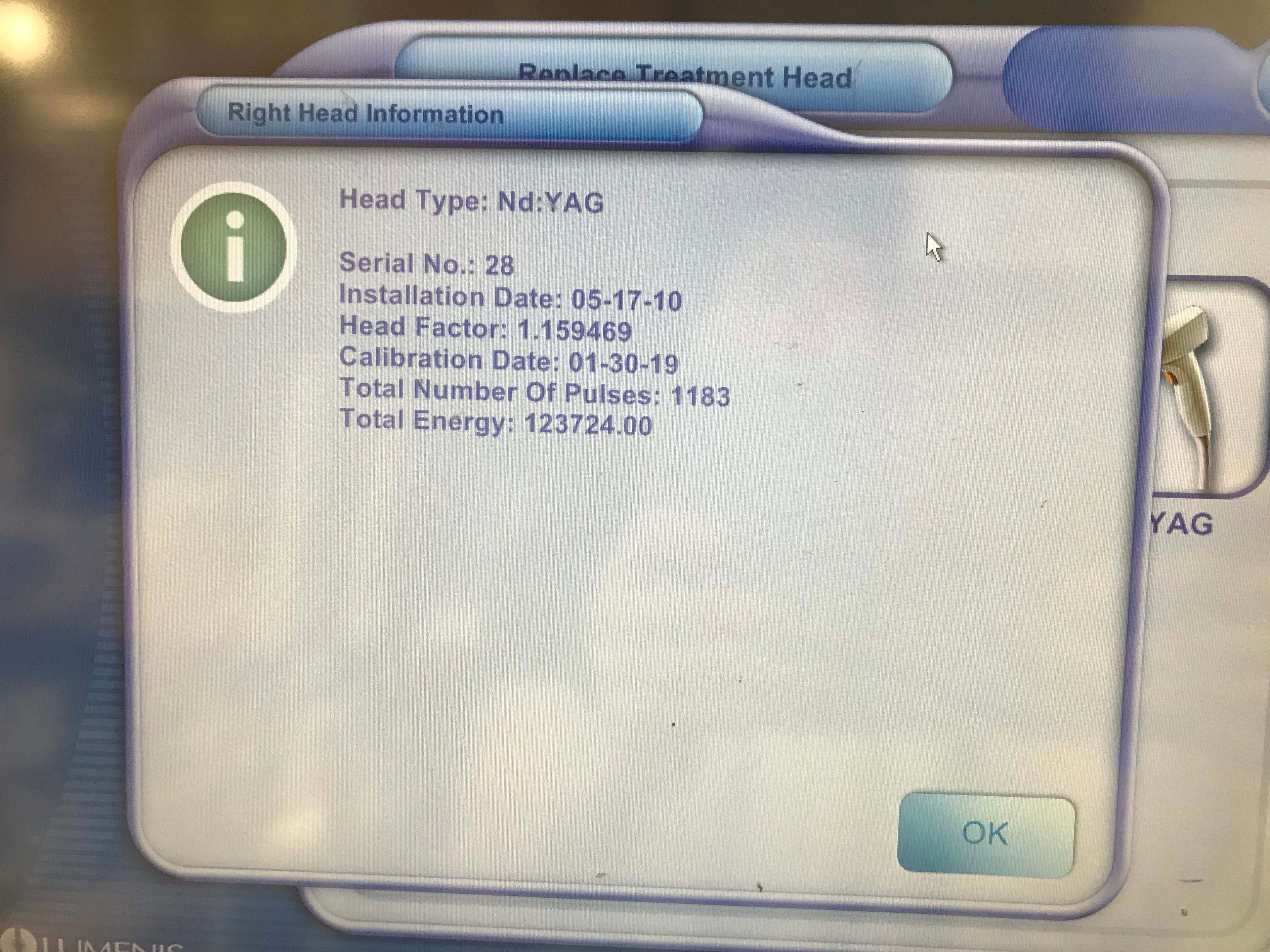 Lumenis Lume One MultiSpot Nd:YAG Laser 1064 Handpiece Vascular & 6mm Crystal