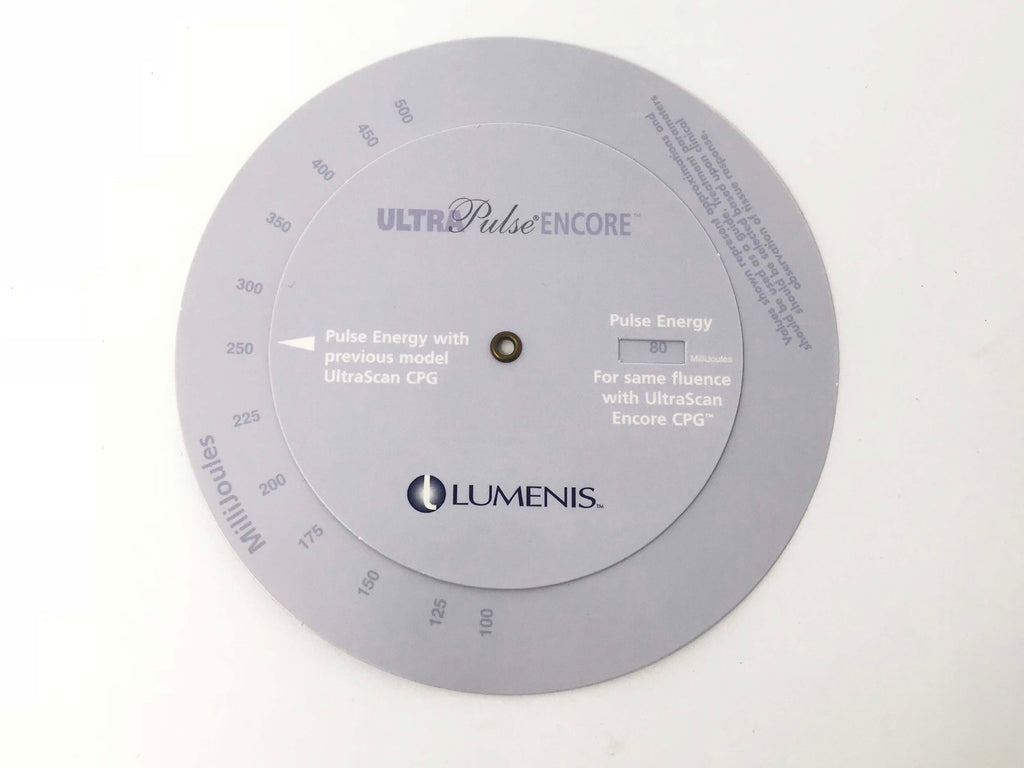 Lumenis Ultra Pulse Handpiece UltraScan Encore CPG Fluence Parameters Wheel
