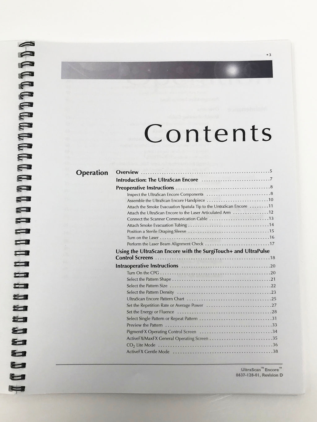 Lumenis Ultra Pulse Laser UltraScan Encore CPG Handpiece Operators Manual Rev D