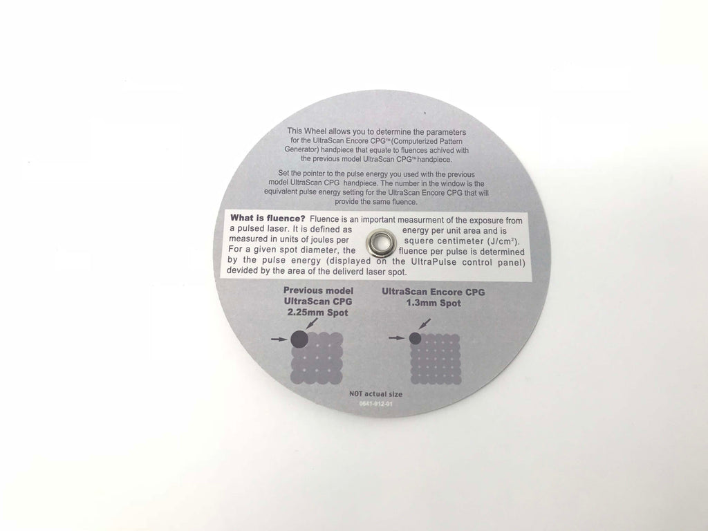 Lumenis Ultra Pulse UltraScan Encore CPG Handpiece Fluence Parameters Wheel