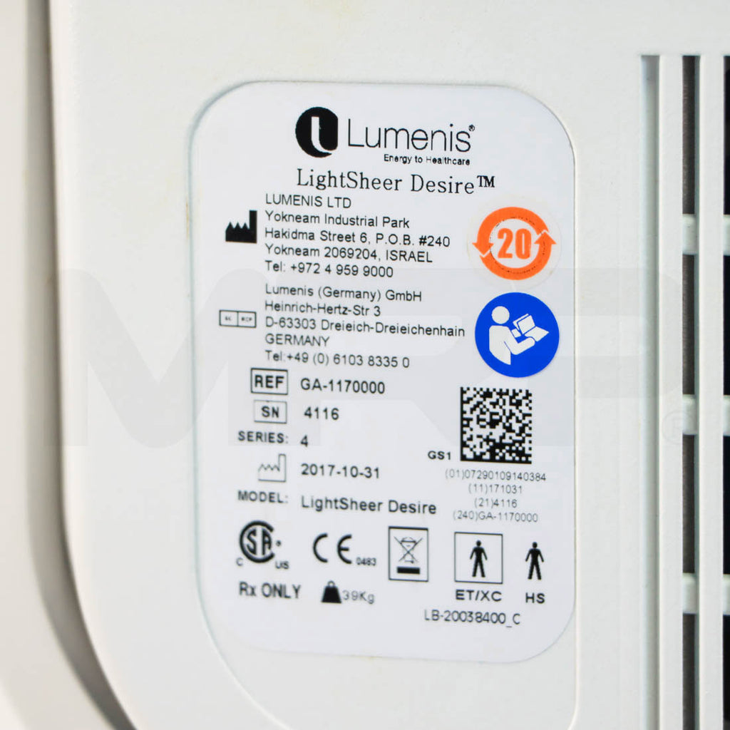 2017 Lumenis LightSheer Desire Diode System Label