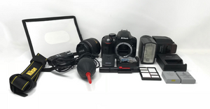 Nikon D3300 Digital Camera DSLR DX VR 18-55mm Flash w/ Accessories YN560 IV