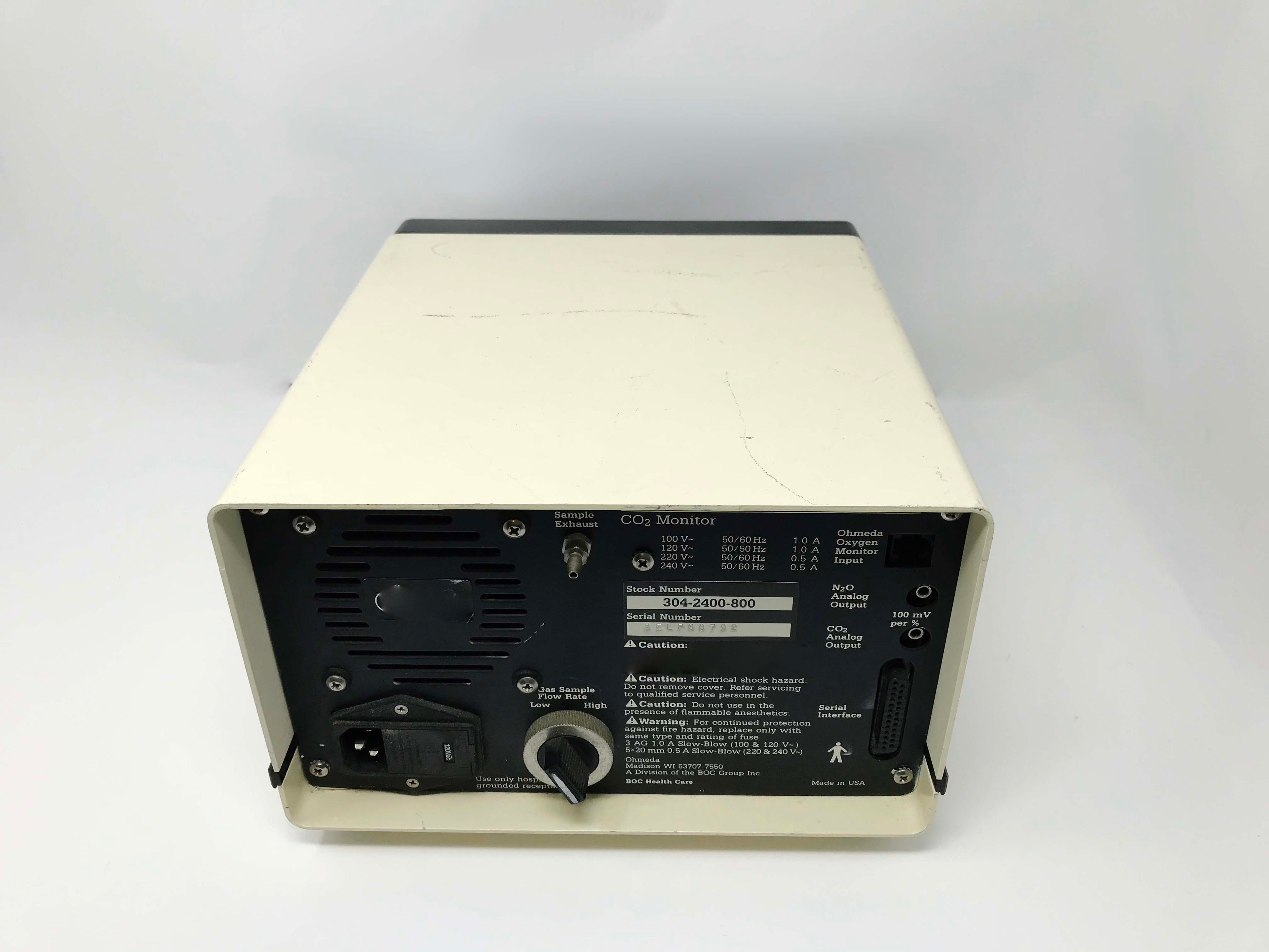 Ohmeda 5200 CO2 Monitor Powers On and Calibrates No Errors Screen AS IS