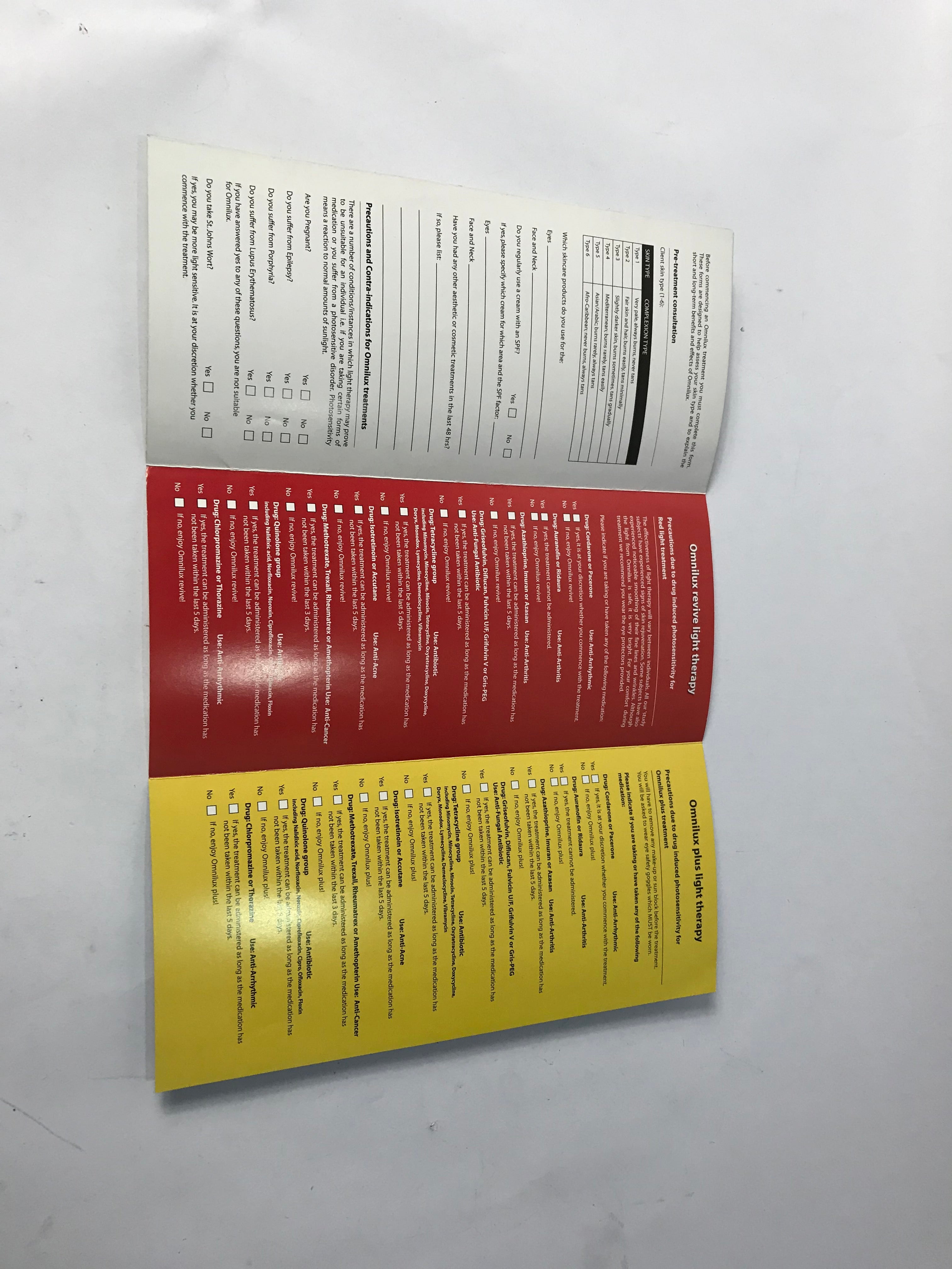 Omnilux Revive/Plus/Blue Light Therapy Patient Treatment Consent Form Pack of 23