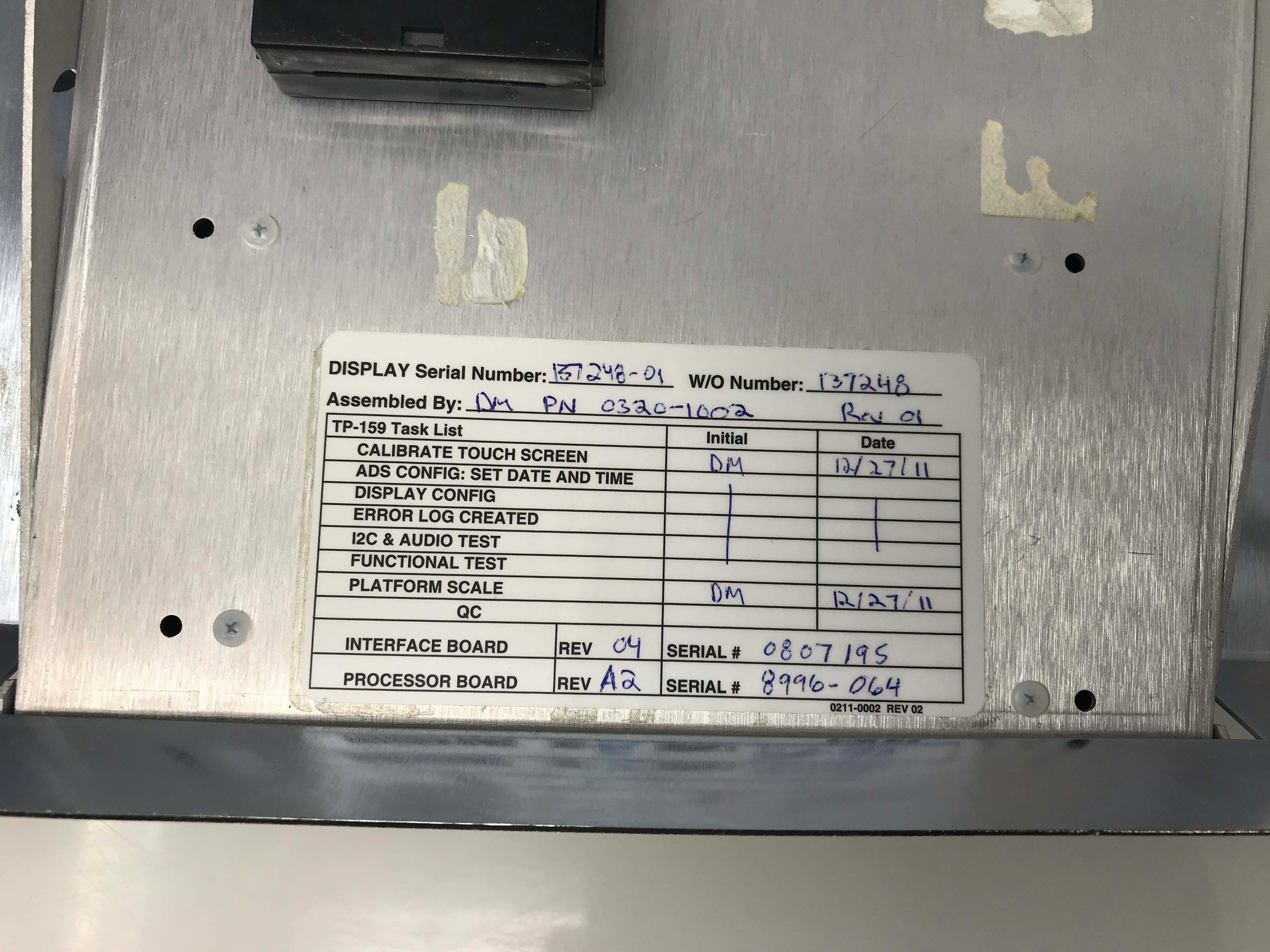 Palomar Aspire Laser Display Panel Touch Control Screen Assembly 0320-1002