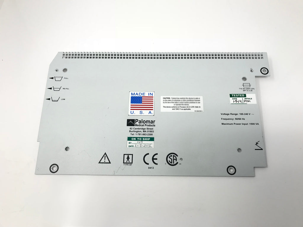 Palomar Aspire Laser Rear Exterior Vented Labeled Housing Cover Panel 1521-0039
