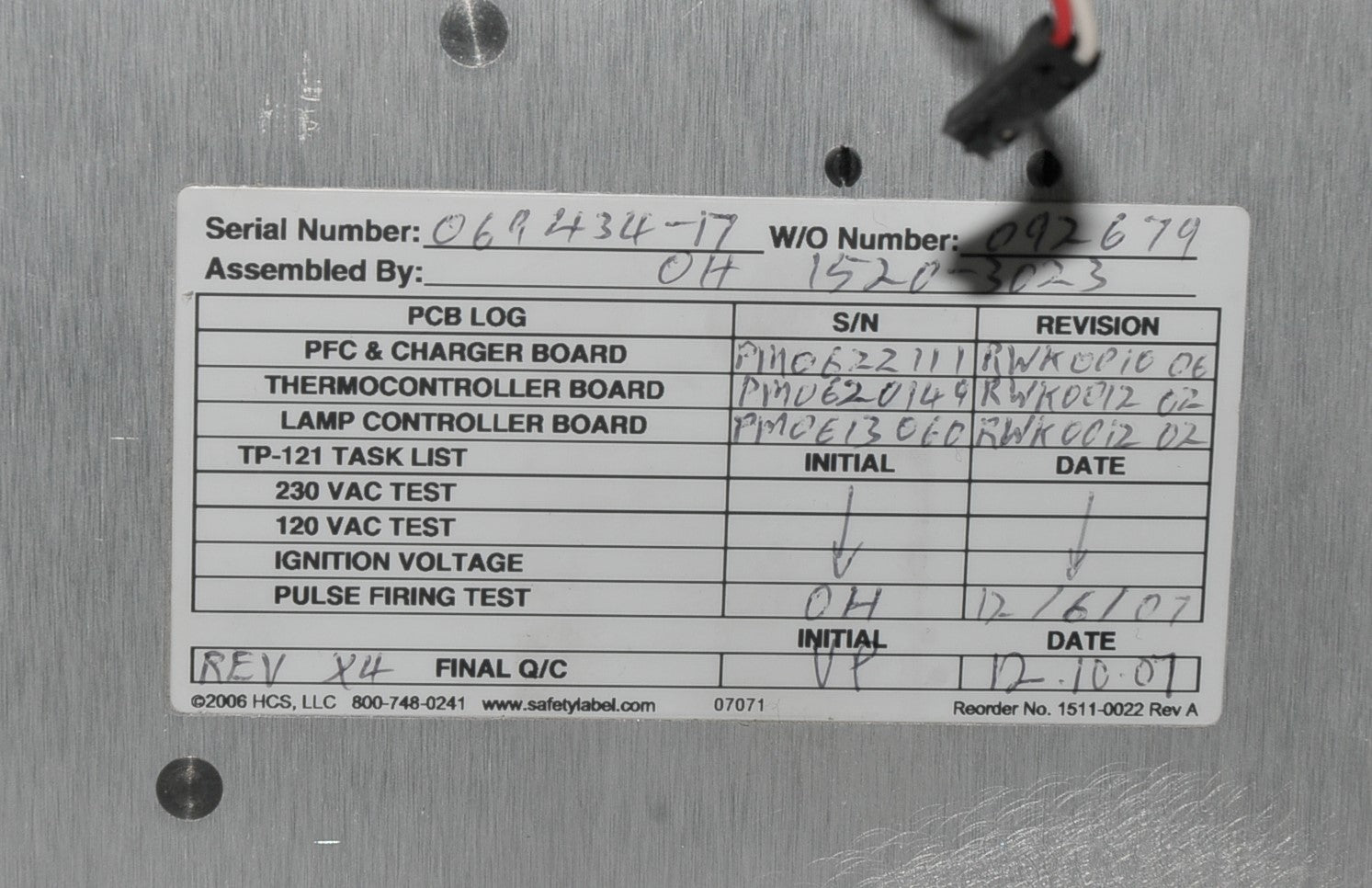 Palomar Cynosure Starlux 300 Laser Power Supply 1520-3023 - PARTS AS-IS
