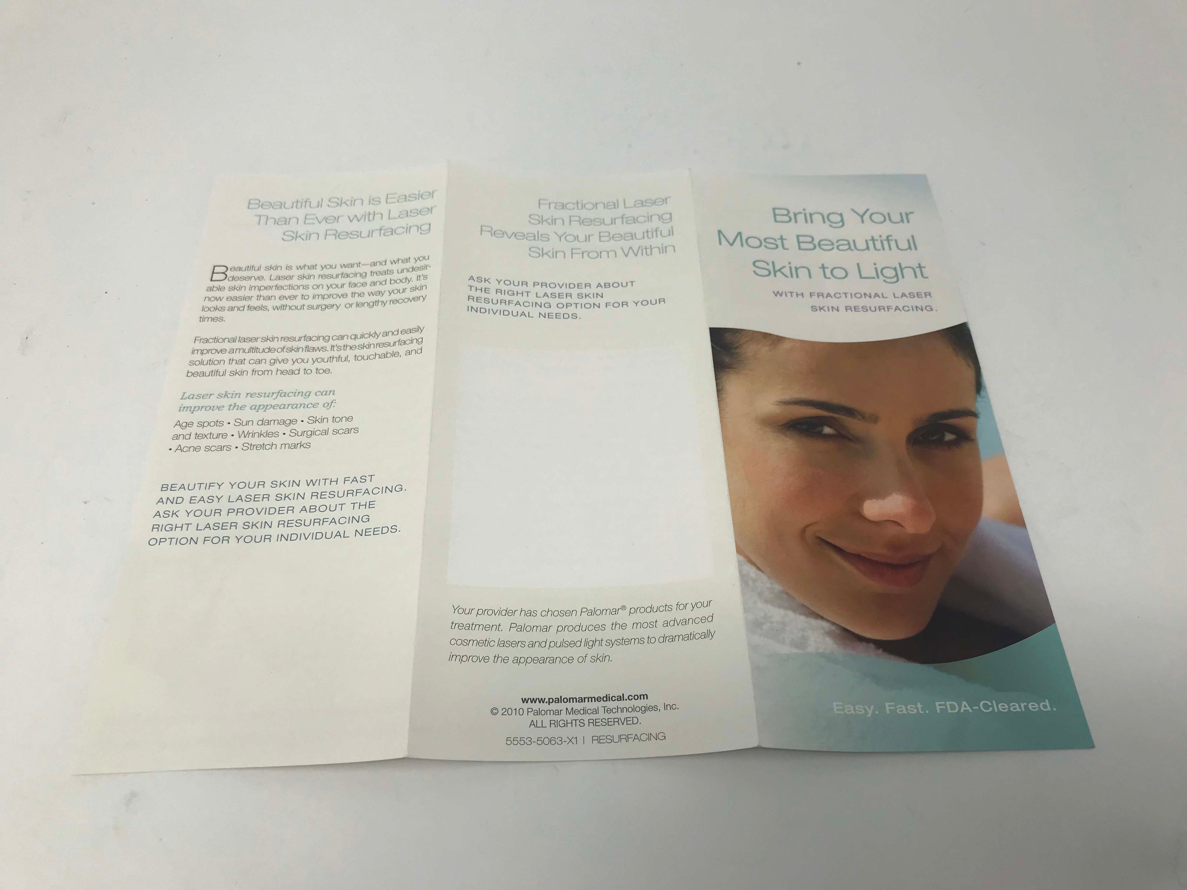 Palomar Fractional Laser Facial Skin Resurfacing Wrinkle Scar Patient Brochures