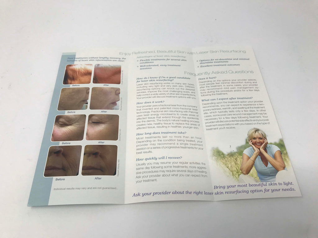 Palomar Fractional Laser Facial Skin Resurfacing Wrinkle Scar Patient Brochures
