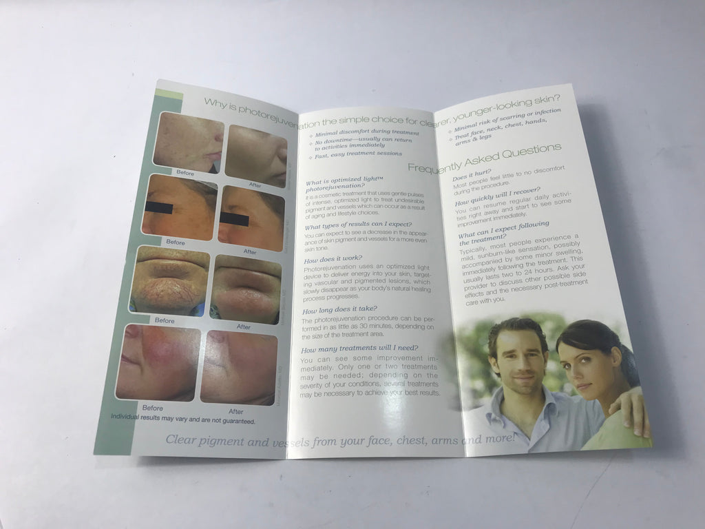 Palomar IPL Pigment Vascularity Photo-Rejuvenation Patient Brochures Pack of 12