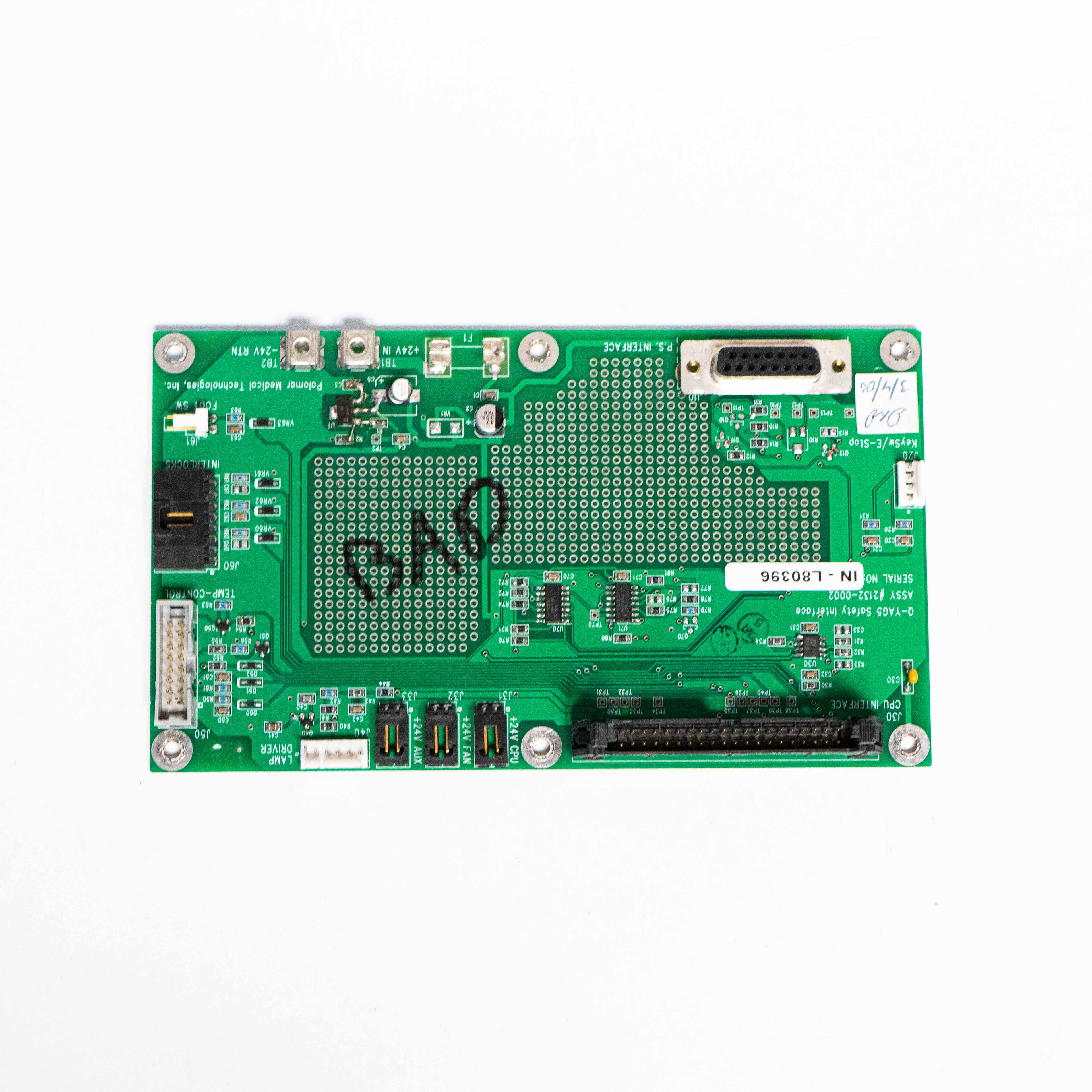 Palomar QYAG 5 Safety Interface PCB assy: 2132-0002 *BAD**PARTS AS-IS* Q YAG
