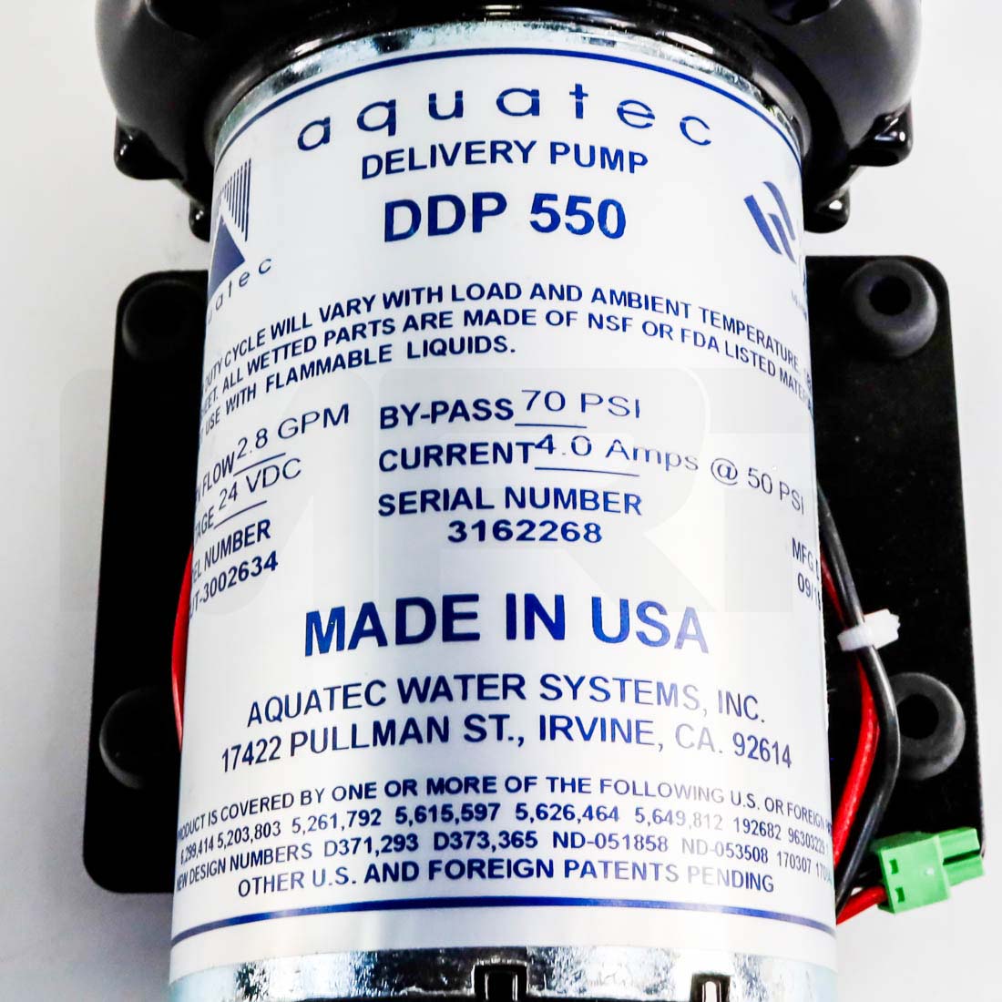 Cutera ExcelV Laser Delivery Water Pump DDP 550 Label