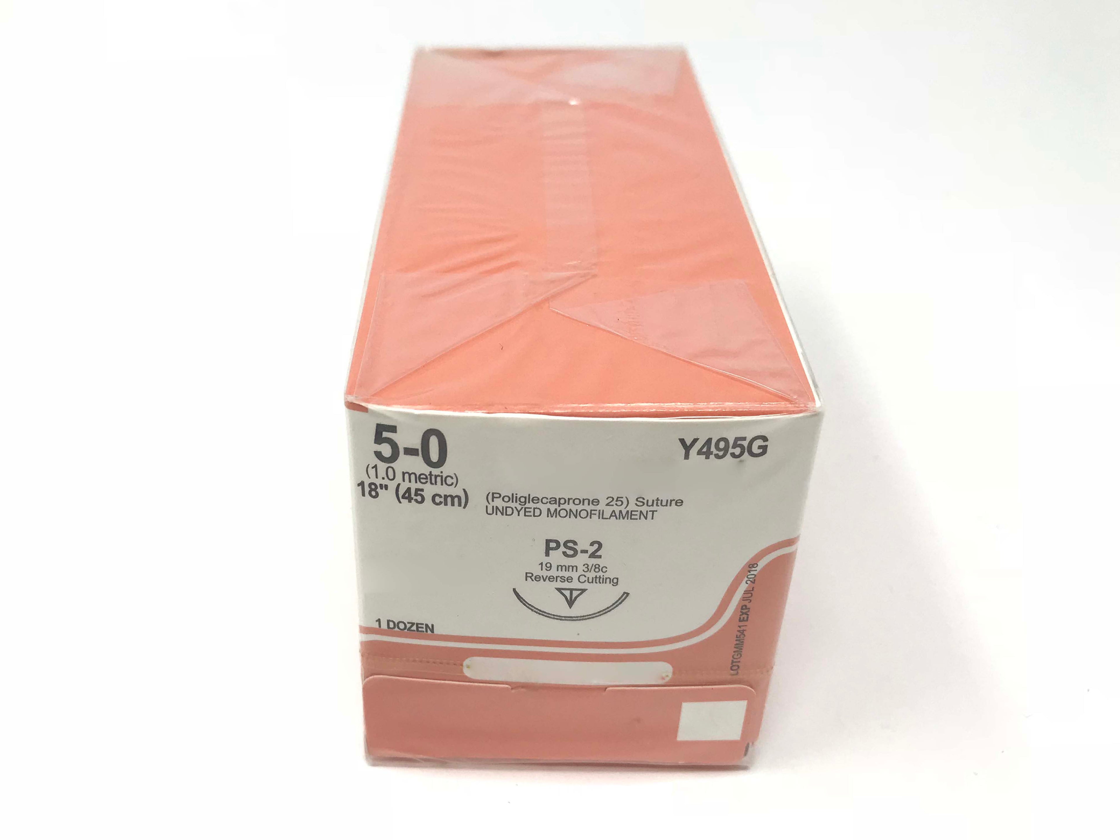 Poliglecaprone 25 Undyed Monofilament Sutures 5-0 1 Metric 45cm 12 Pack Expired