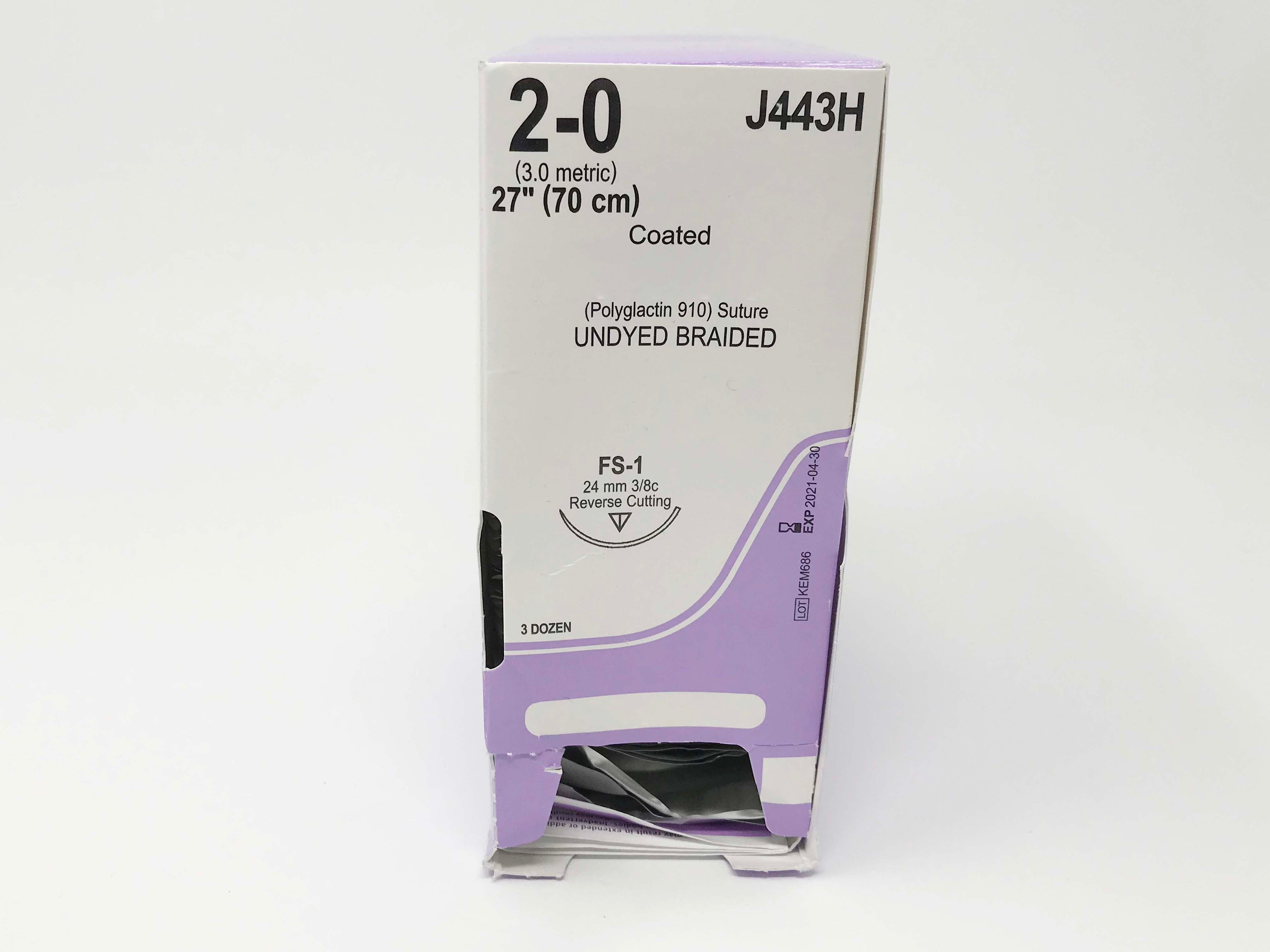 Polyglactin 910 Braided Sutures 2-0 3 Metric 70cm FS-1 Absorbable Pack of 35