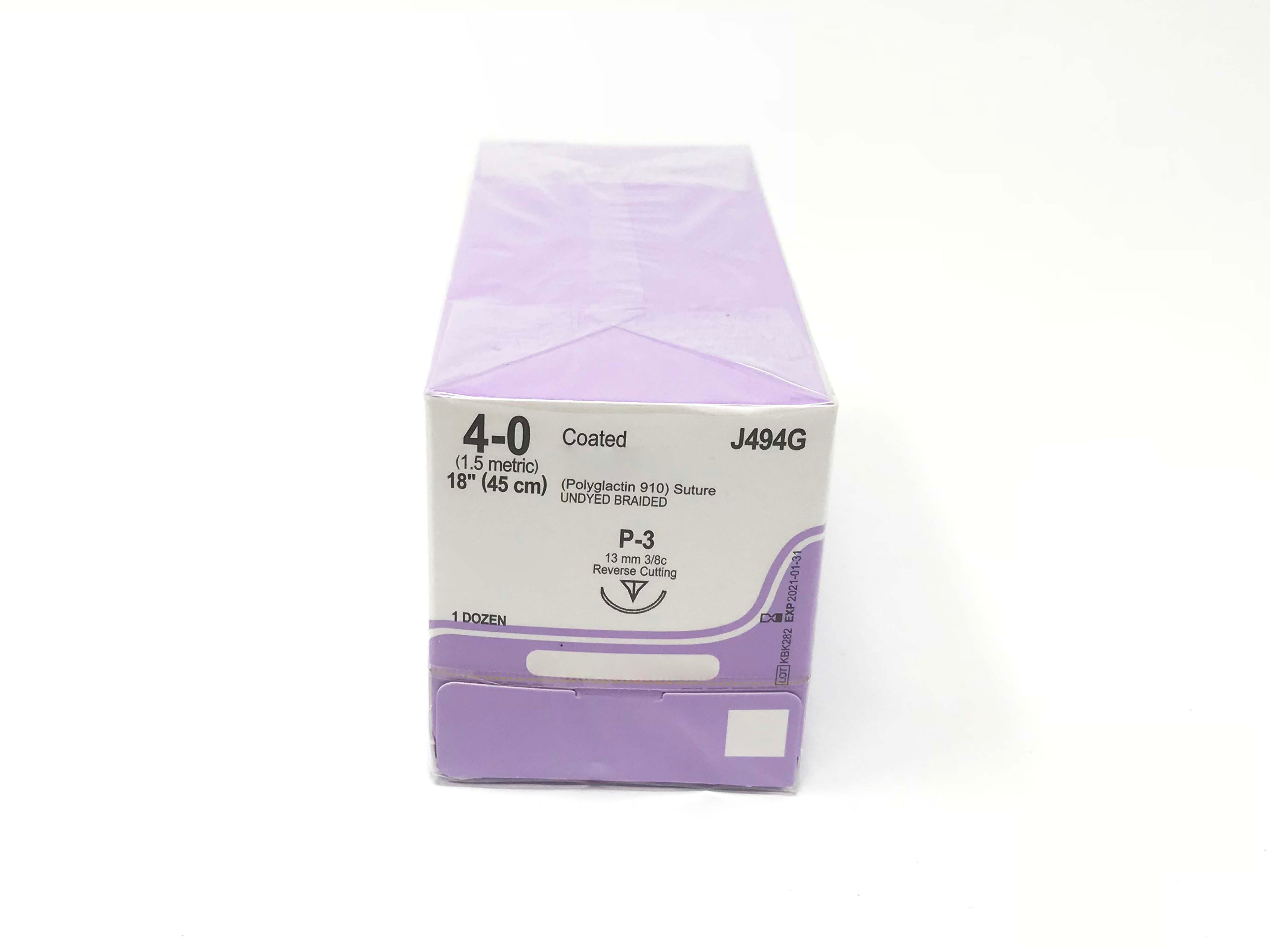 Polyglactin 910 Braided Sutures 6-0 3 Metric 45cm PC-3 Absorbable Pack of 12