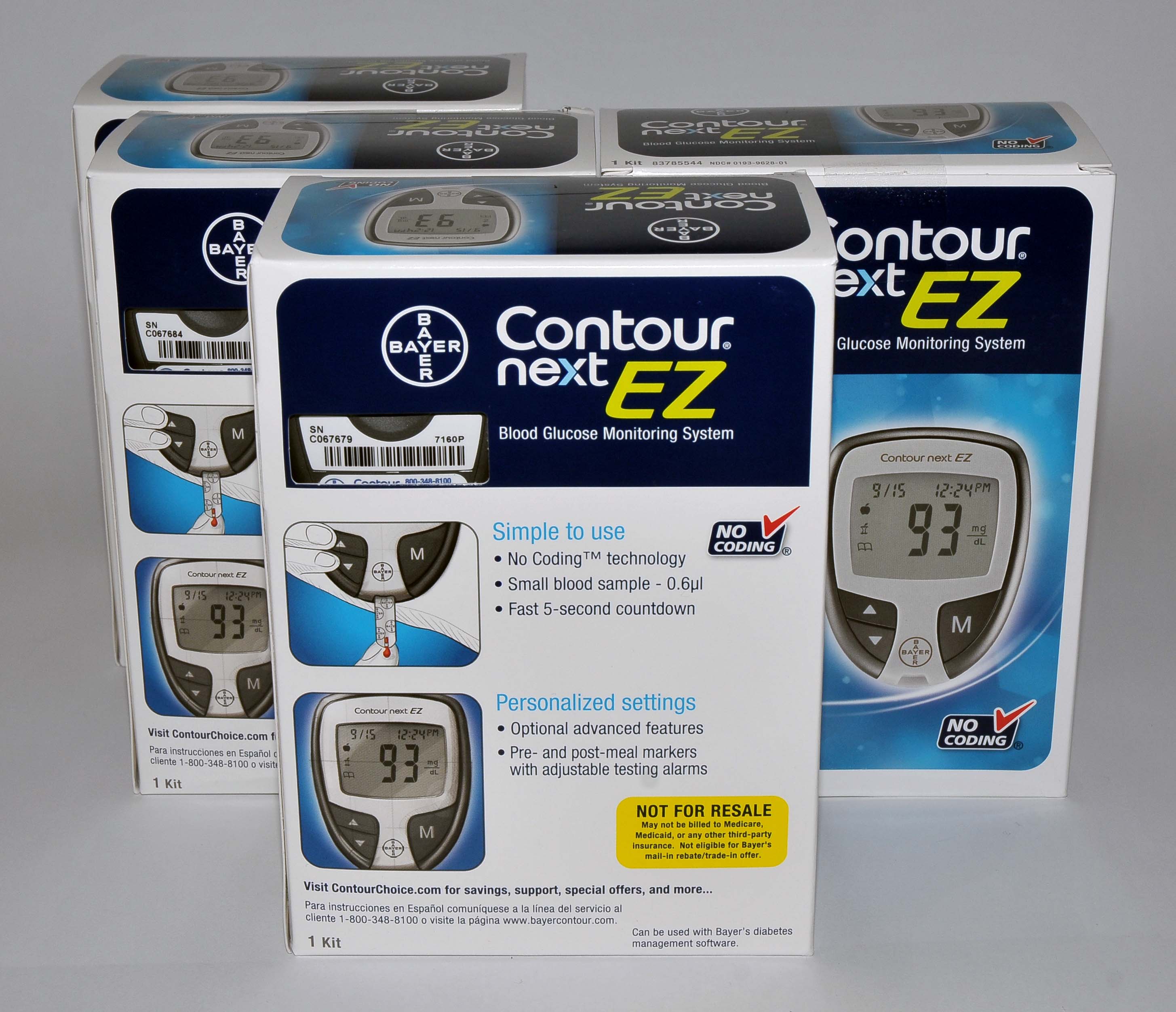 Qty: 4 Bayer Contour Next 9628 EZ Blood Glucose Monitoring System (EXP 03/17)