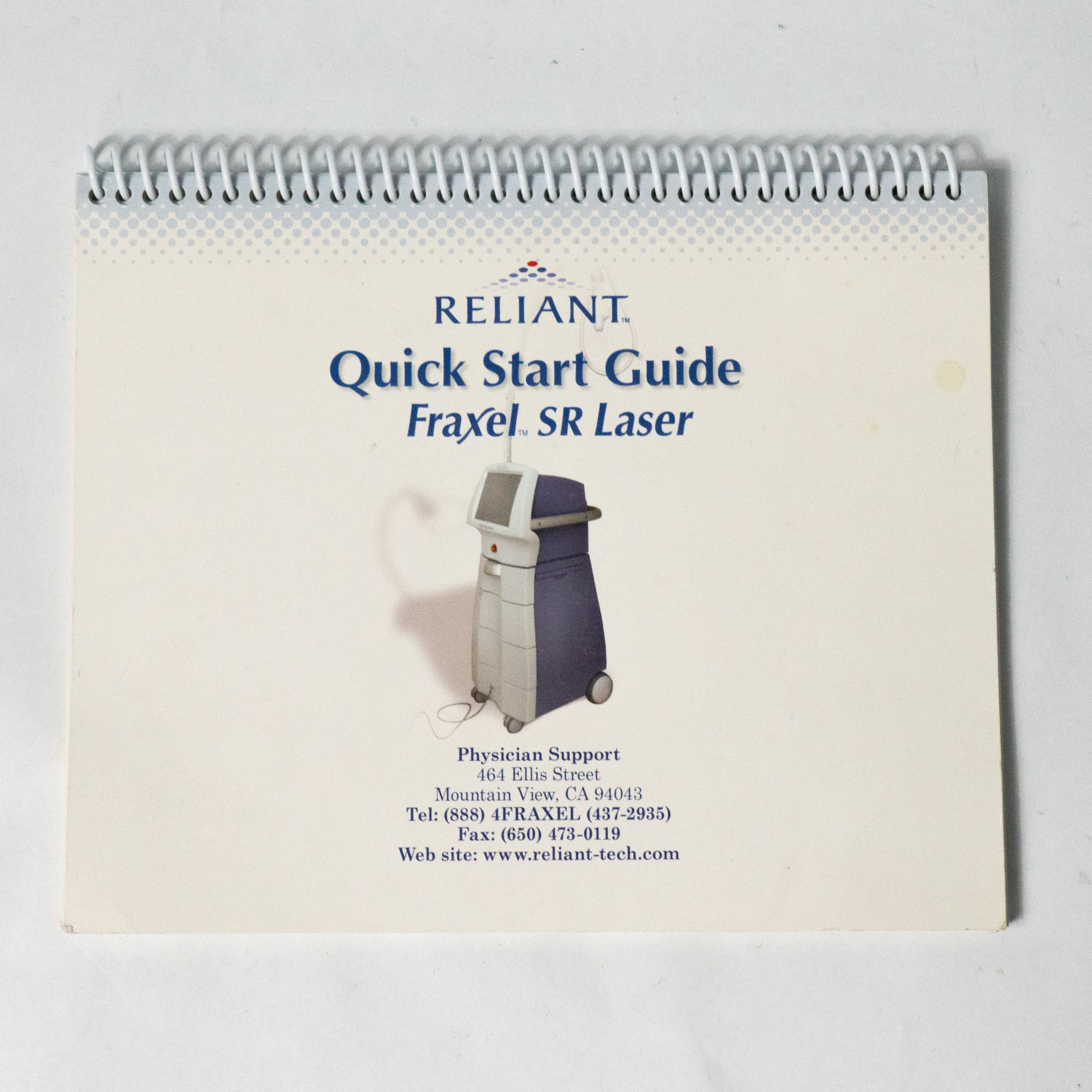 Reliant Quick Start Guide FRAXEL SR Laser - 10-01842 - 21 Pages