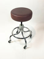 Retro Physicians Stool Mauve Vinyl Chrome Height Adjustable Rolling Medical Seat