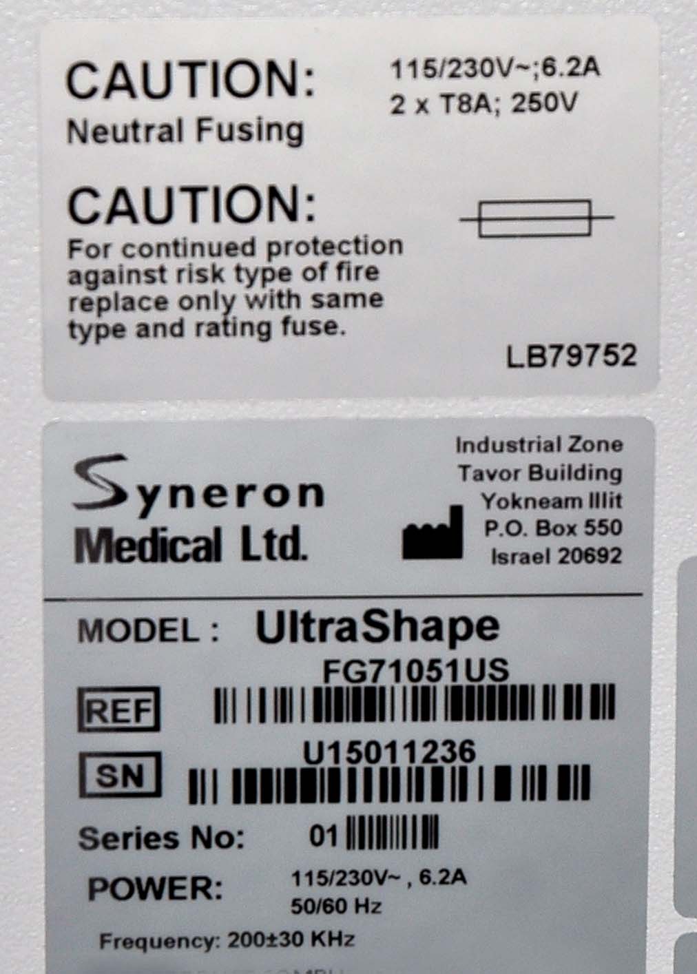 SYNERON 2015 UltraShape Ultrasound Body Contouring Laser Candela Ultra Shape