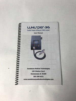 Sandstone Whisper 3G Solid State Erbium Yag ErYAG Dermatalogic Laser User Manual