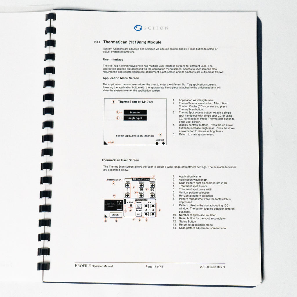 Sciton PROFILE Operator Manual - P/N: 2013-005-00 Rev G 1064 Nd:YAG User Guide