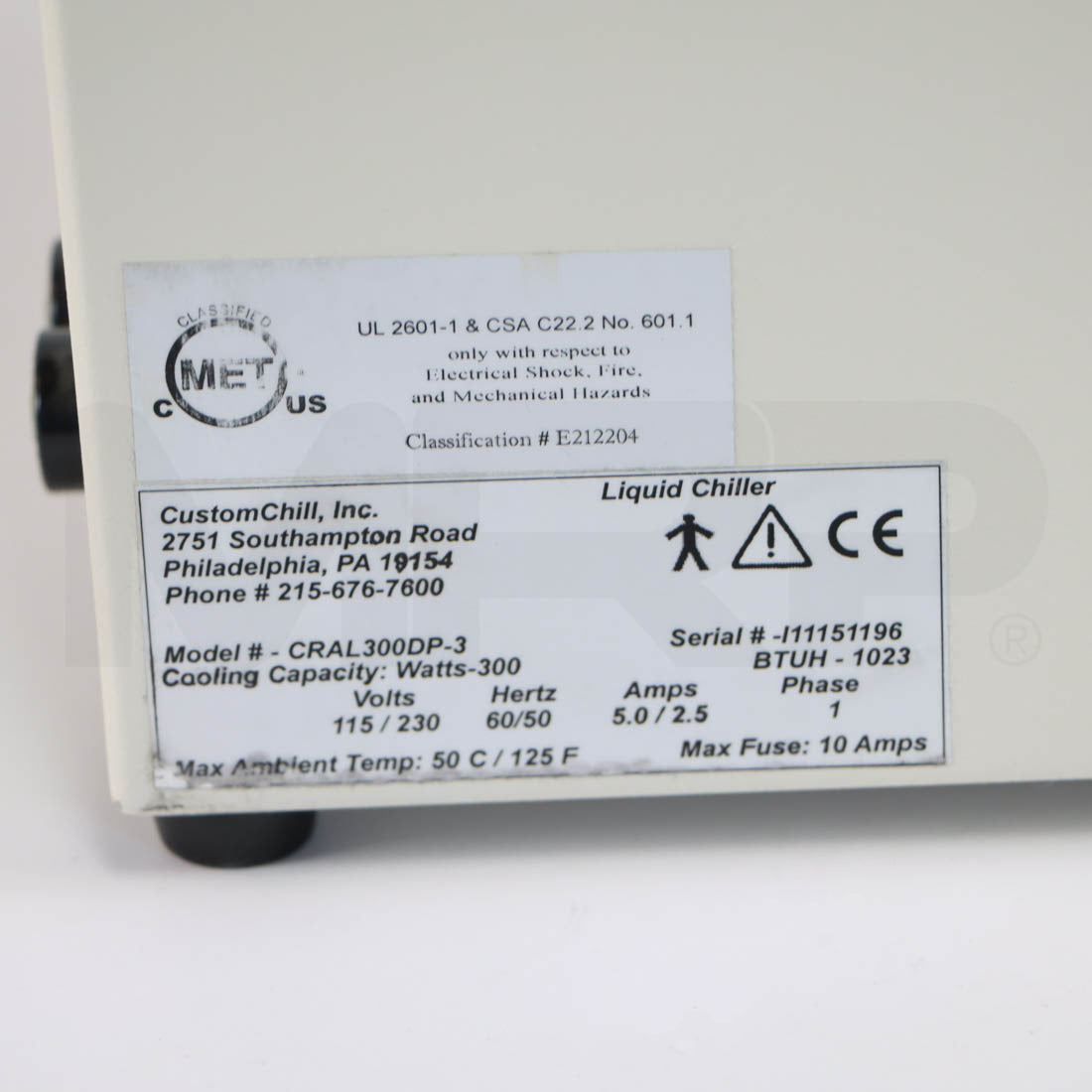 Sciton CustomChill Portable Liquid Chiller System Label