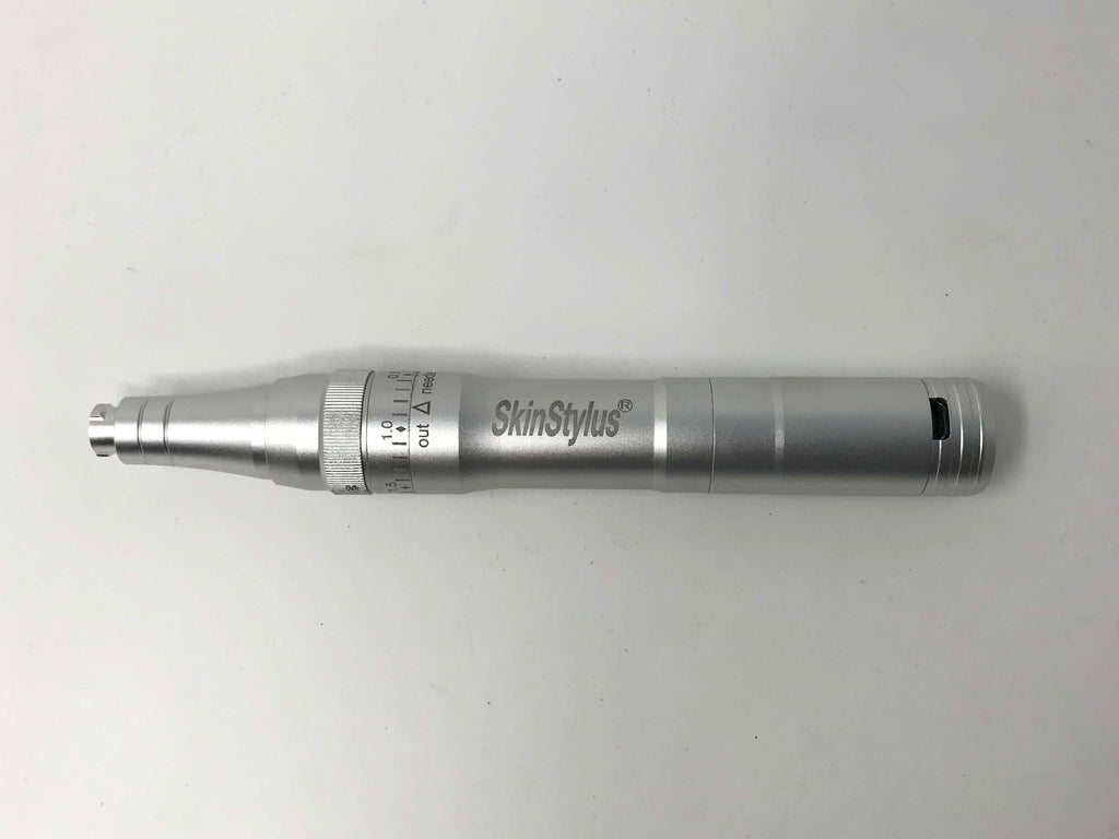 SkinStylus Microneedling Pen & Battery Set SILVER 4-Pin Contact Variable Speed