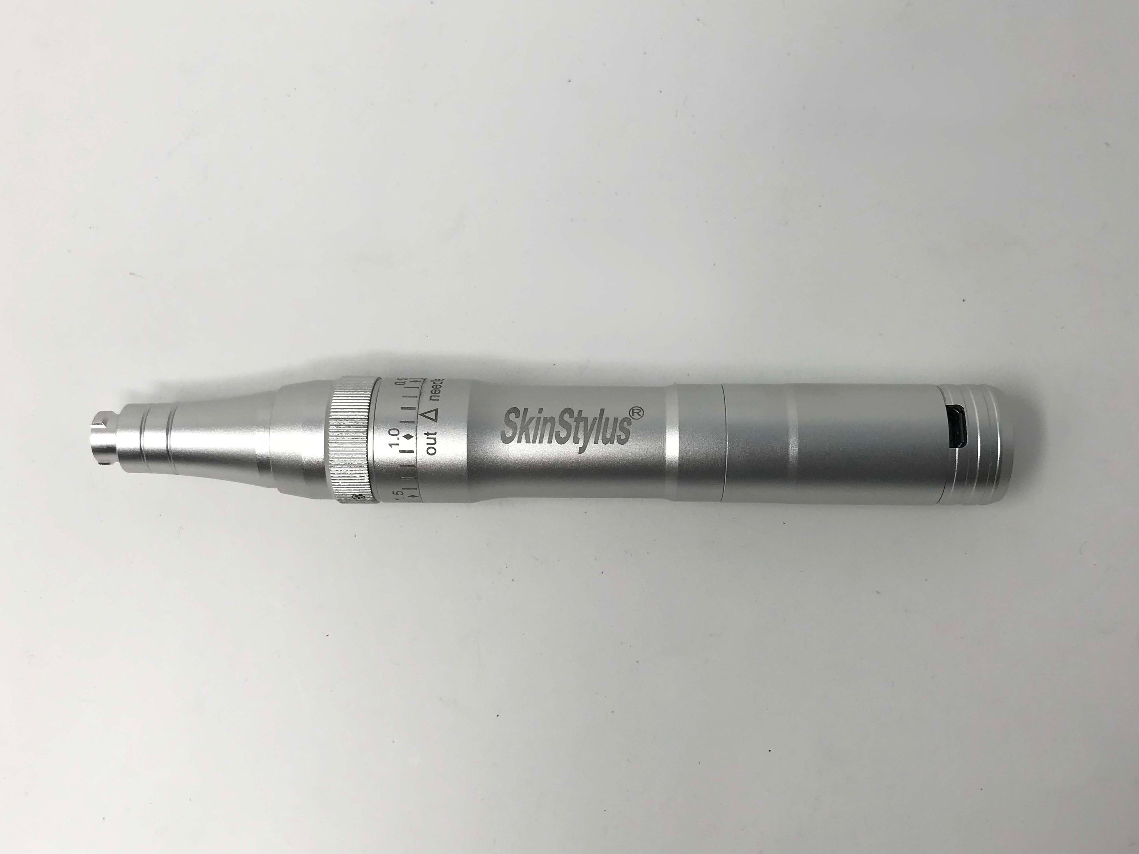 SkinStylus Microneedling Pen & Battery Set SILVER 4-Pin Contact Variable Speed