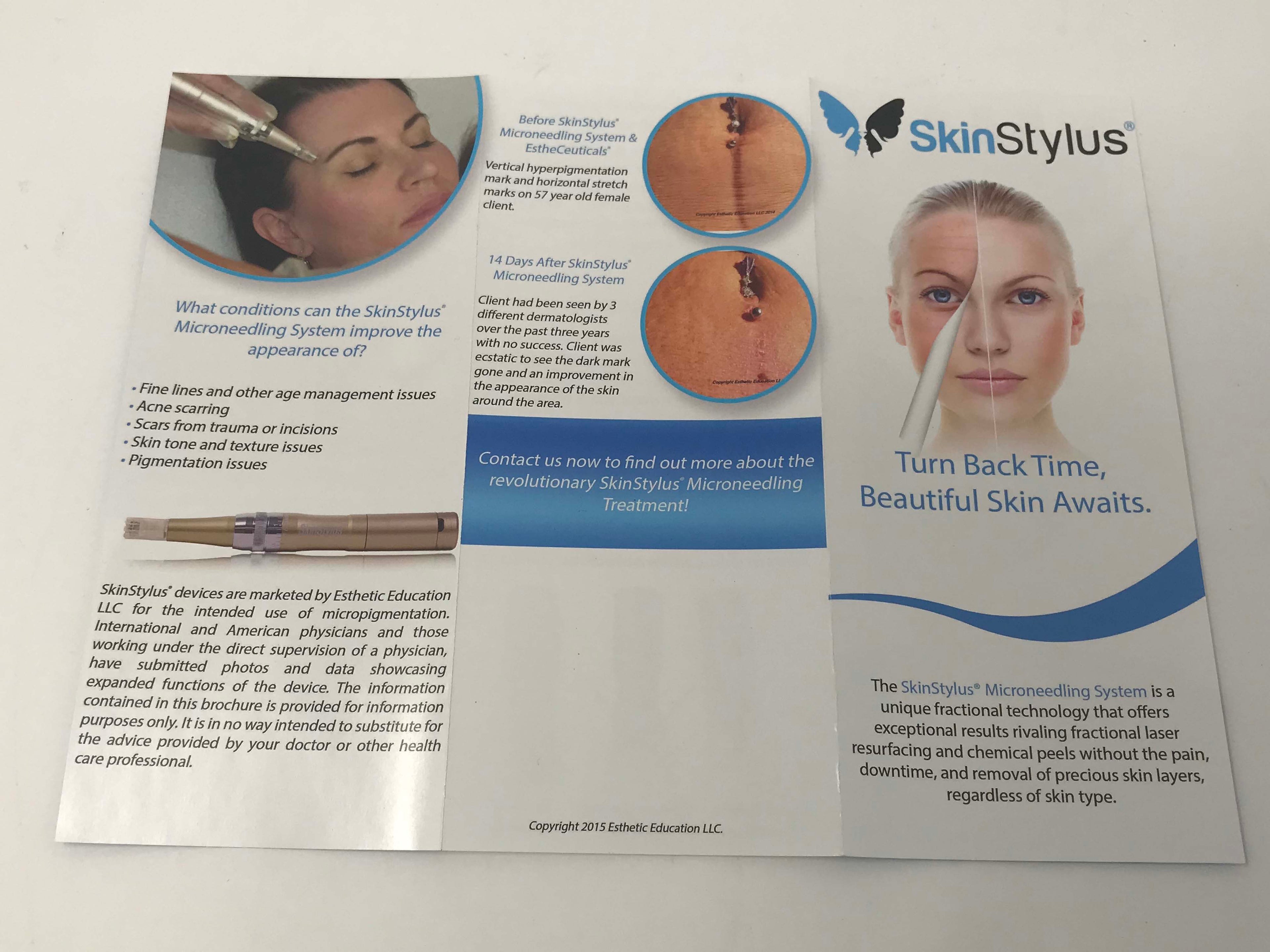 SkinStylus Microneedling Skin Stylus Wrinkle Skin Renewal Patient Brochures
