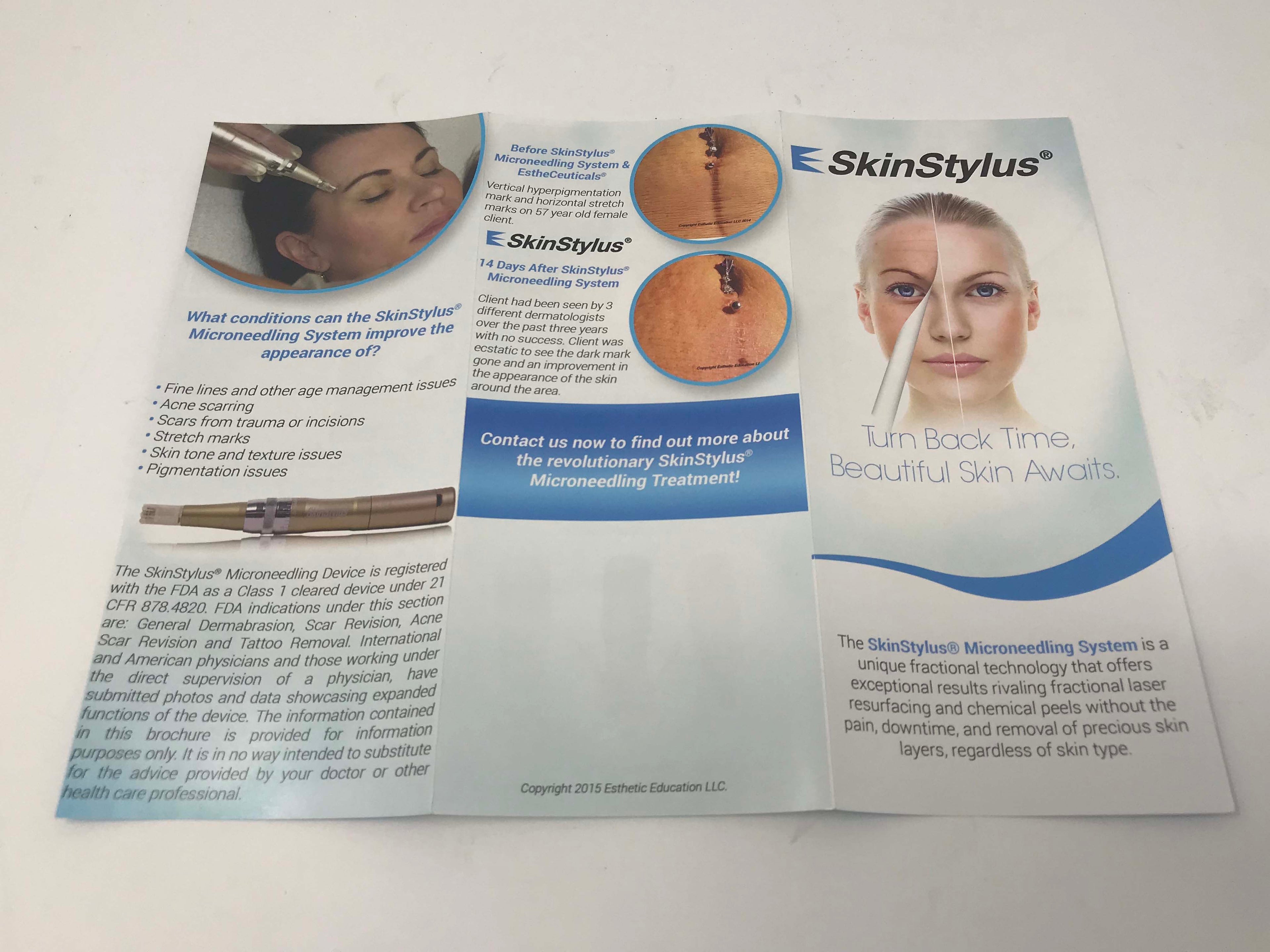 SkinStylus Microneedling Wrinkle Skin Renewal Patient Brochures Skin Stylus Blue