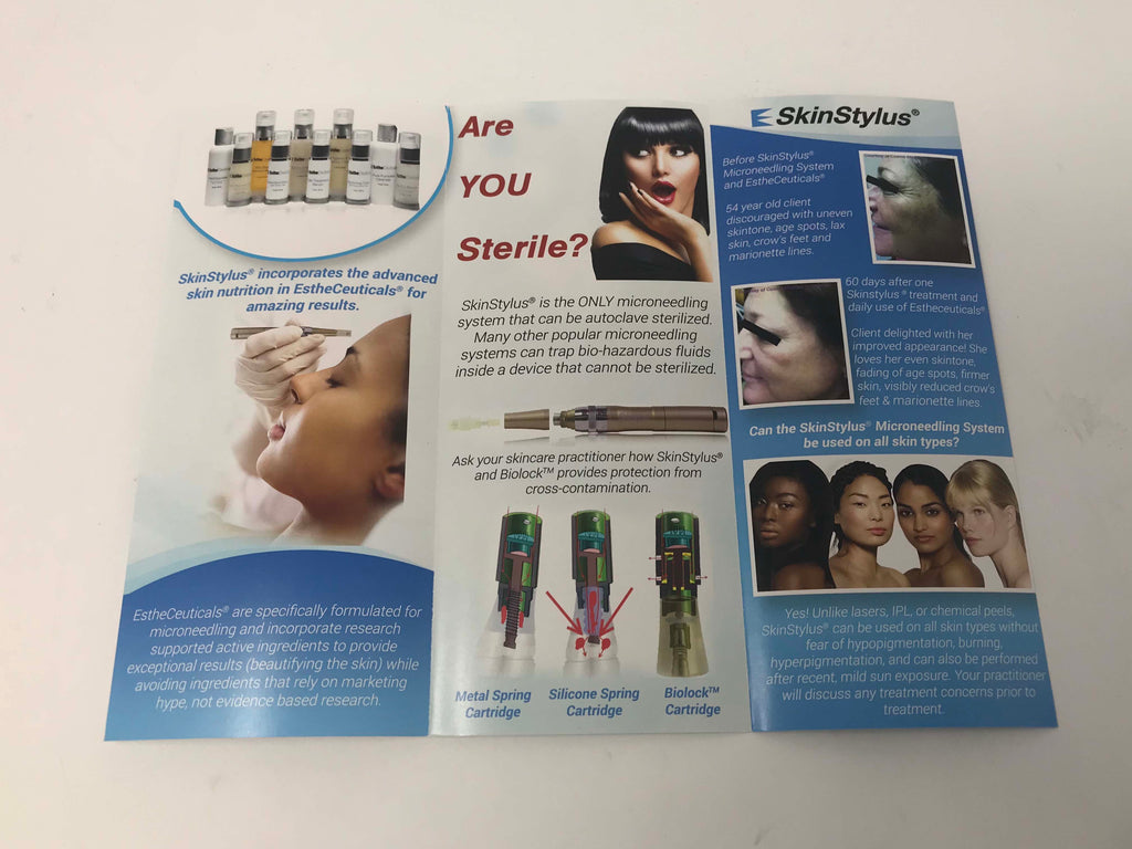 SkinStylus Microneedling Wrinkle Skin Renewal Patient Brochures Skin Stylus Blue