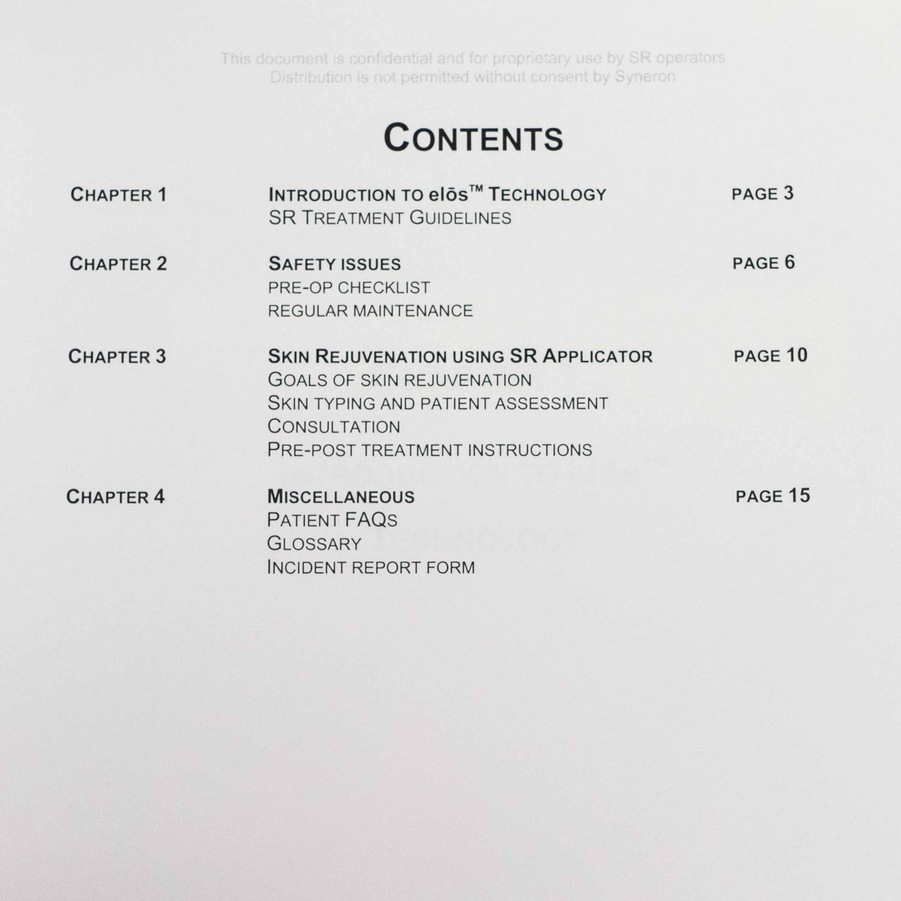 Syneron 2006 SR Applicator Skin Rejuvenation Clinical Manual - eMax & eLight