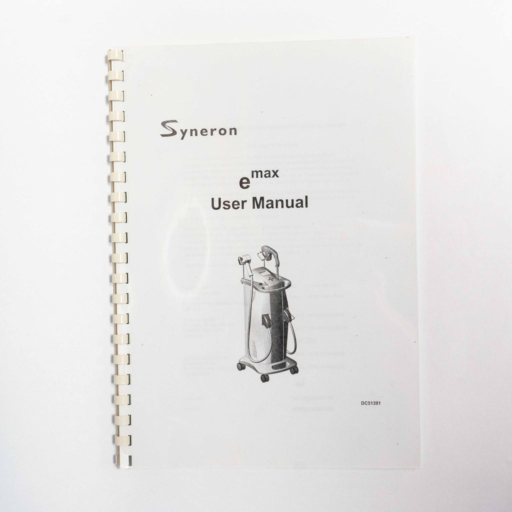 Syneron 2006 eMax "Short Instructions for In-Service" Quick Reference Guide Book